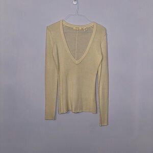 Inhabit Cream V-Neck Sweater